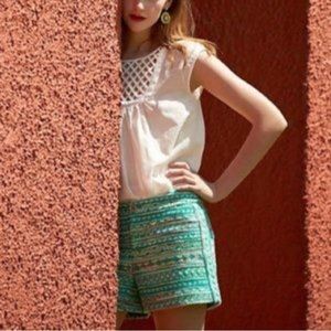 Anthropologie Costa Aztec embroidered shorts